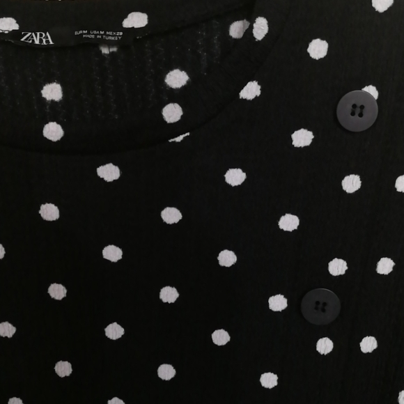 *Zara* black background with white dots dress. - Picture 3 of 4